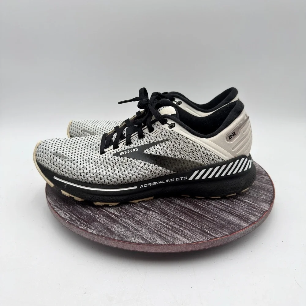 Brooks Running Shoes Mens Size 9 Adrenaline GTS 22 White Black Grey 1103661D135